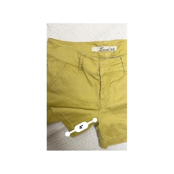 Level 99 Shorts Womens Size 28 Mustard Yellow Linen Casual Front Pockets Summer - Picture 4 of 8